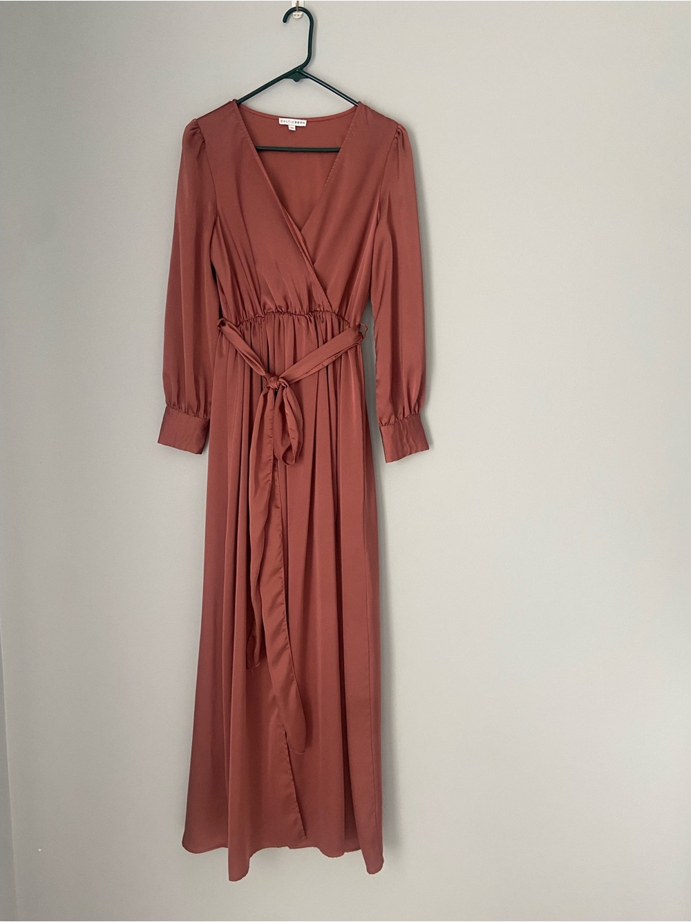 Balticborn Celine maxi dress terracotta dusty rose sz M high slits long sleeve
